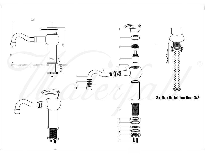 Velké béžové betonové umyvadlo s baterií Sole