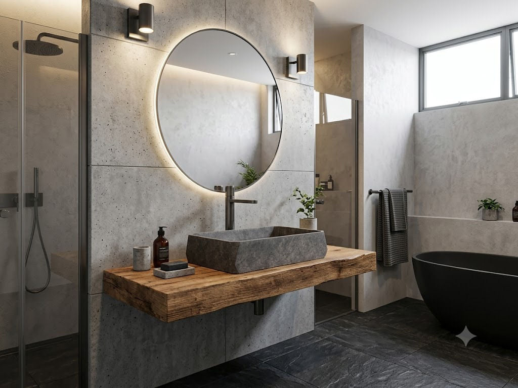 Betonové umyvadlo s baterií Gun Metal