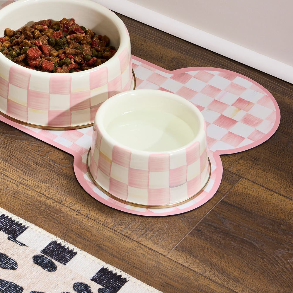 MacKenzie-Childs Rosy Check střední miska pro domácí mazlíčky