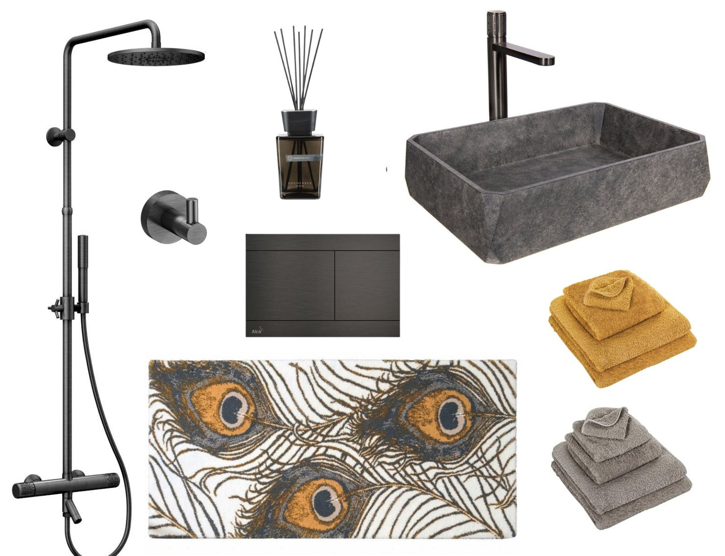 Jednoduchý mosazný tyčový držák na ručníky v barvě Gun Metal Waterfall Bathrooms