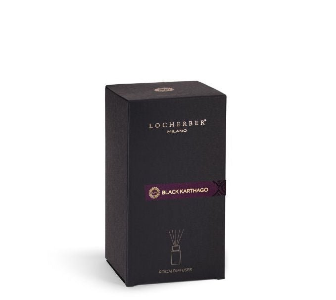 Aroma difuzér Black Karthago od Locherber Milano, vůně grapefruit, datle, vanilka, design Skyline Collection, Waterfall Bathrooms.