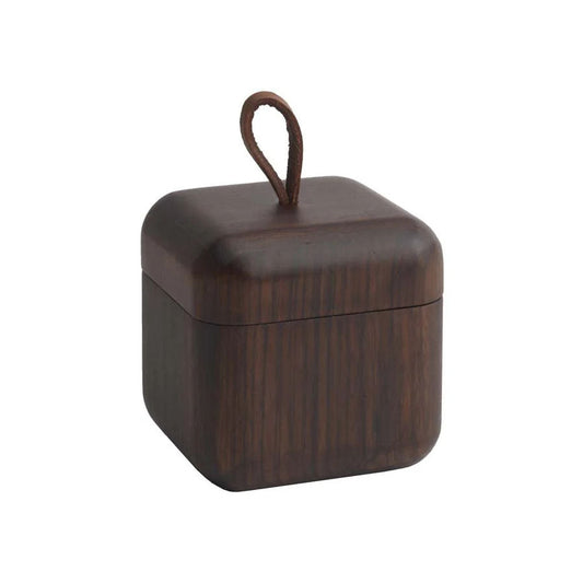 Luxusní tmavě hnědý dřevěný box na kosmetické doplňky Aquanova Ebony s elegantním koženým poutkem vkusně doplní moderní koupelnu. - Waterfall Bathrooms