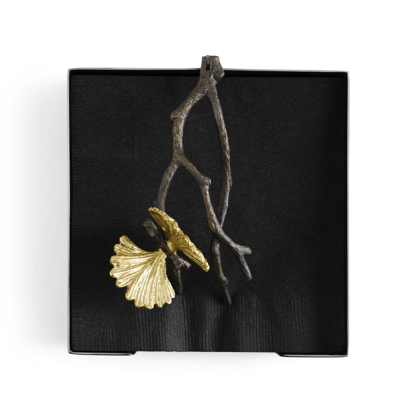 Držák na koktejlové ubrousky Butterfly Ginkgo od Michael Aram z mosazi a nerezové oceli, s motivem motýlích ginkgo listů, Waterfall Bathrooms.
