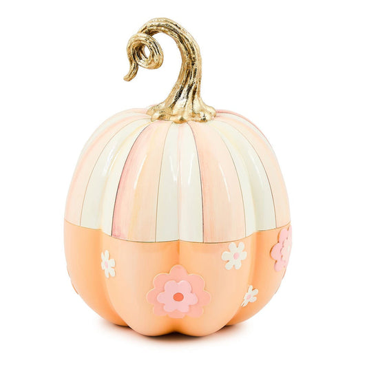 Dekorativní dýně s růžovými pruhy Rosy Stripe a plastickými květinami MacKenzie-Childs Waterfall Bathrooms