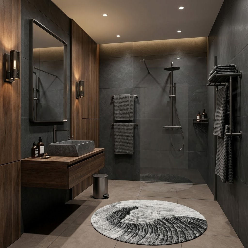 Luxusní koupelna pro muže šedá Gun Metal