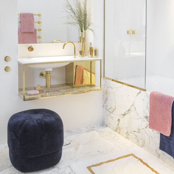 KARAT luxusní bílá a zlatá koupelnová předložka Abyss & Habidecor