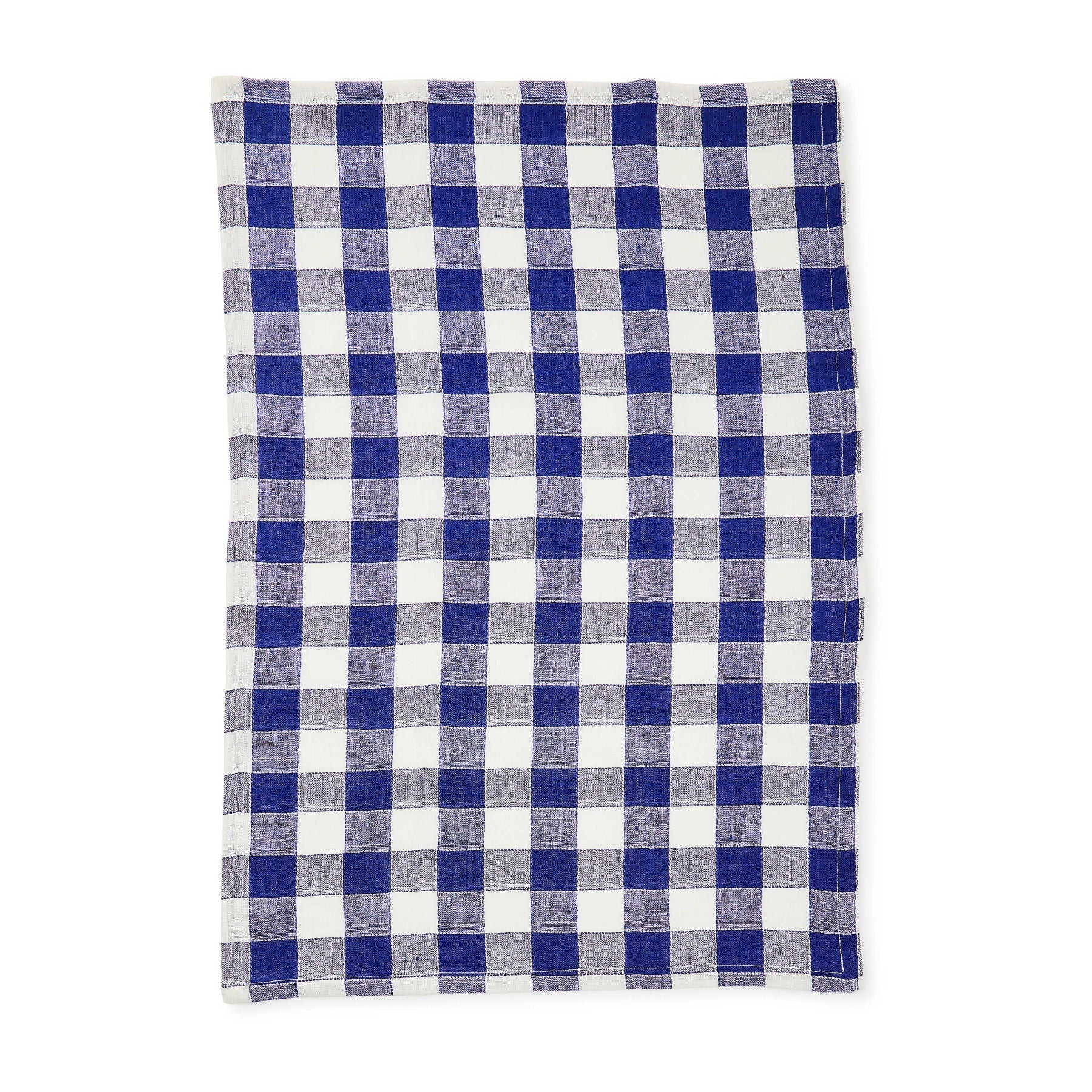 Lněná utěrka na nádobí Navy Check od MACKENZIE-CHILDS, modrý kostkovaný vzor, 100% len, v kombinaci s prvky kolekce Royal Check pro stylovou kuchyni, Waterfall Bathrooms.
