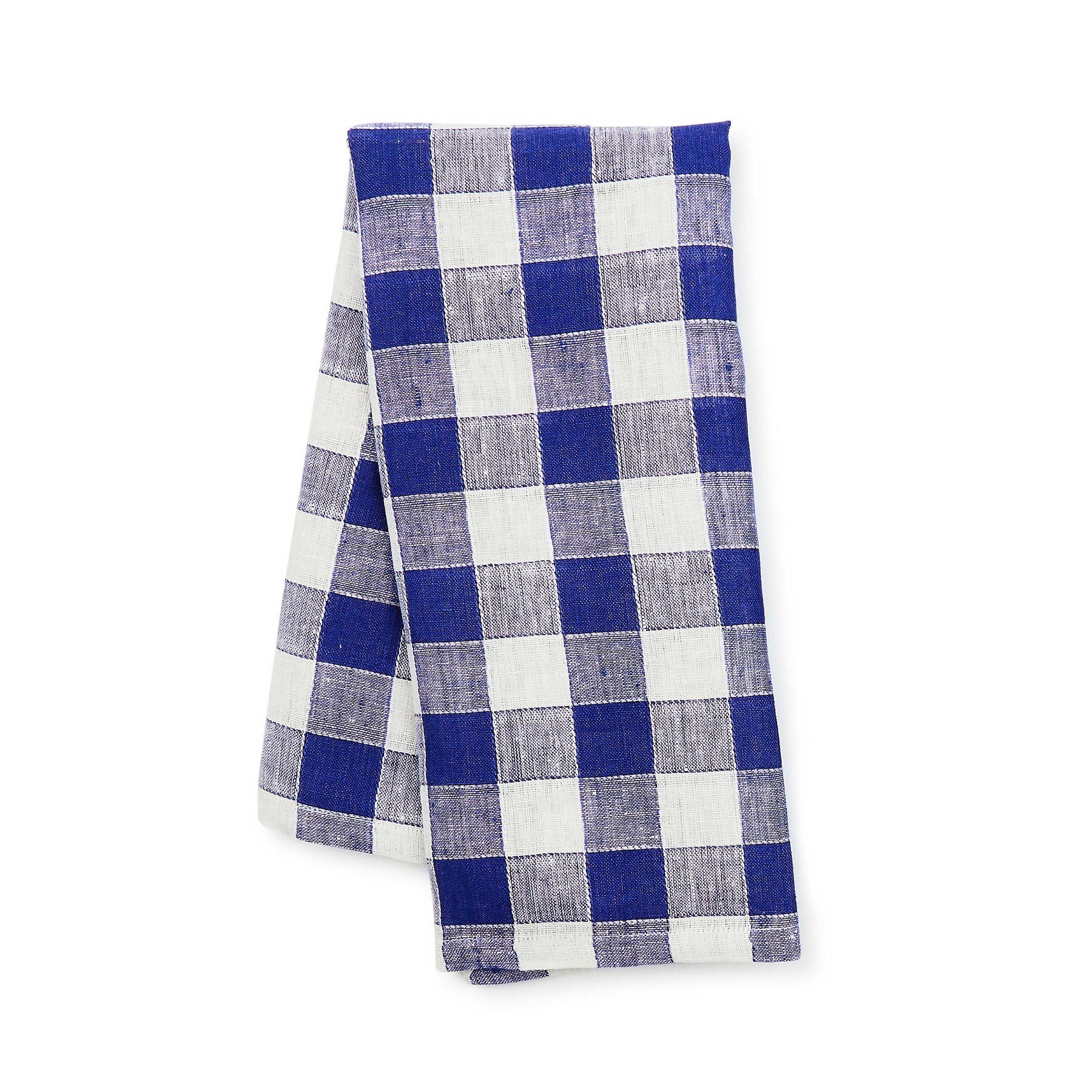Lněná utěrka na nádobí Navy Check od MACKENZIE-CHILDS, modrý kostkovaný vzor, 100% len, v kombinaci s prvky kolekce Royal Check pro stylovou kuchyni, Waterfall Bathrooms.

