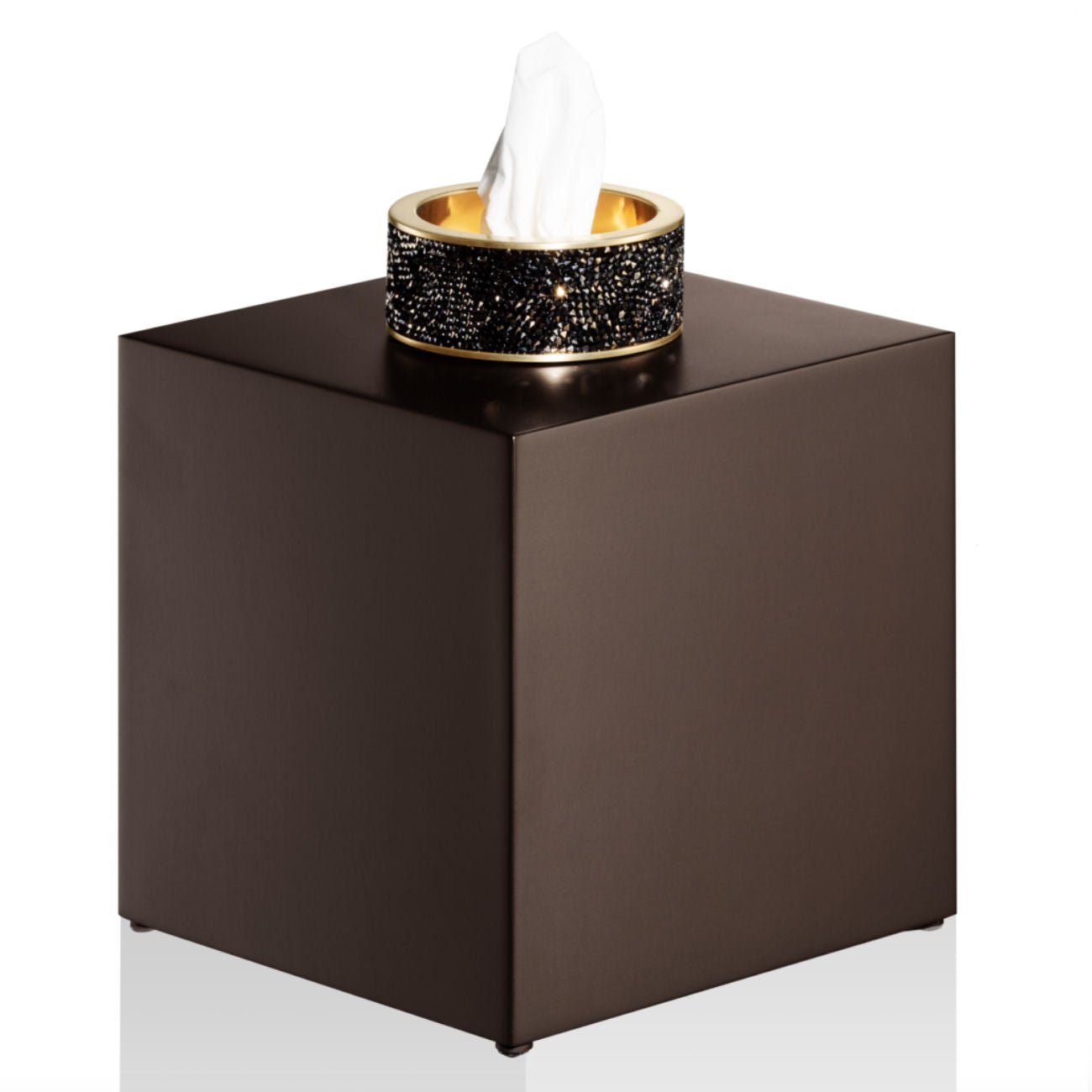 Luxusní box na kapesníky z tmavého bronzu a zlata zdobí třpytivé krystaly Swarovski® - Waterfall Bathrooms
