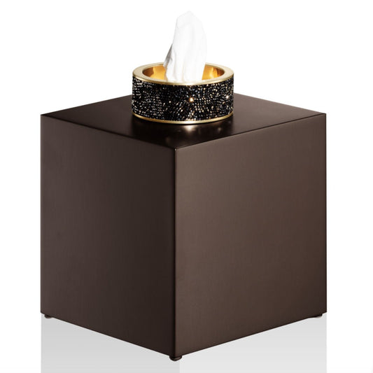 Luxusní box na kapesníky z tmavého bronzu a zlata zdobí třpytivé krystaly Swarovski® - Waterfall Bathrooms