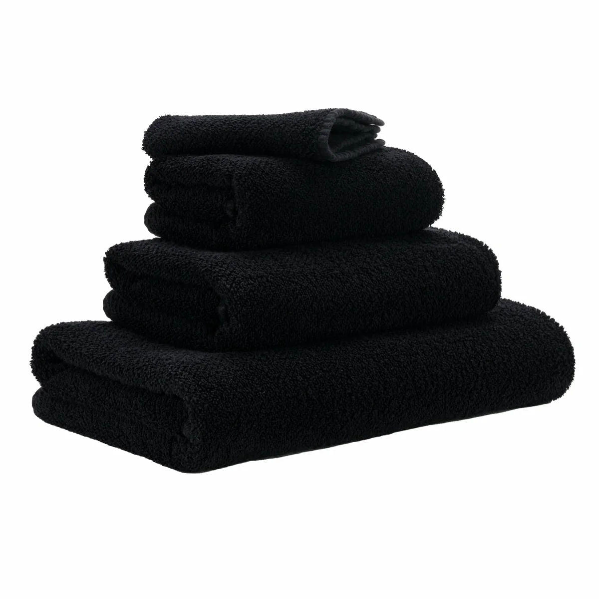 Luxusní černý ručník 990 Black ze 100% egyptské bavlny Giza 70 s texturou Twill Waterfall Bathrooms
