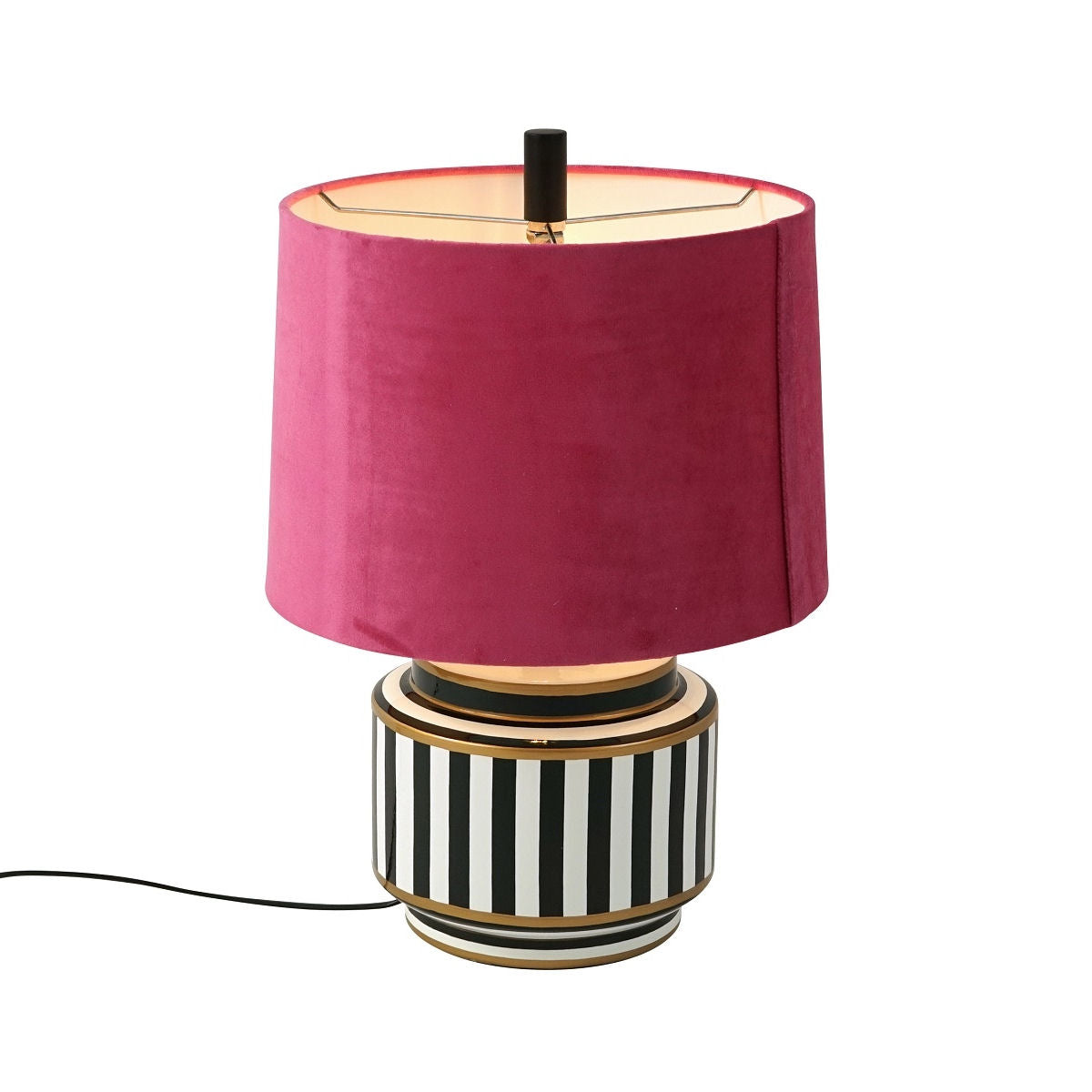 Luxusní černo-bílá keramická stolní lampa Werner Voss Tiffany s růžovým stínidlem Waterfall Bathrooms
