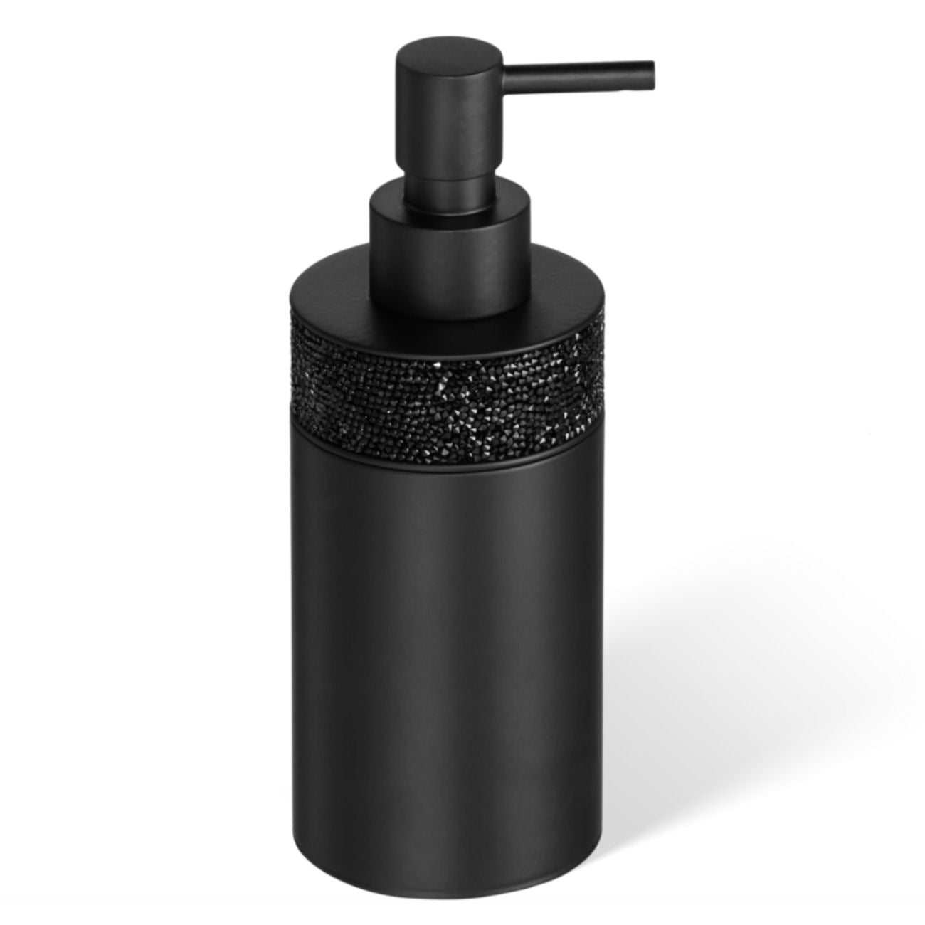 Luxusní matně černý dávkovač mýdla Decor Walther Rocks zdobený krystaly Swarovski® přináší do koupelny dokonalou eleganci - Waterfall Bathrooms