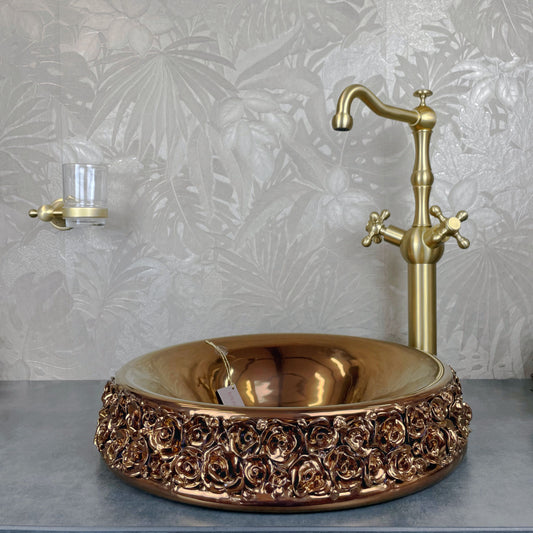 Luxusní ručně vyrobené porcelánové umyvadlo BOUQUET BRONZE by Terzofoco
