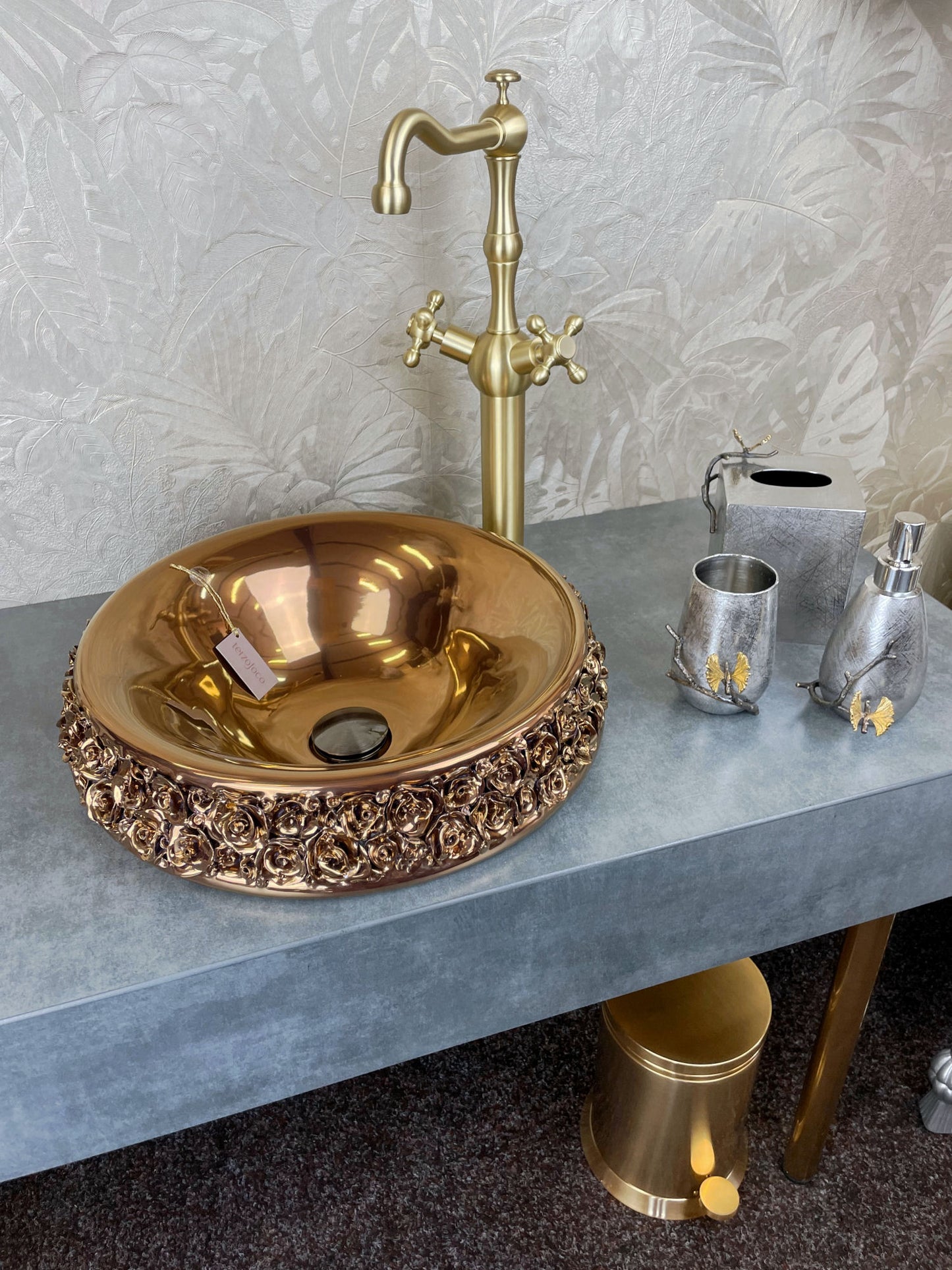 Luxusní ručně vyrobené porcelánové umyvadlo BOUQUET BRONZE by Terzofoco
