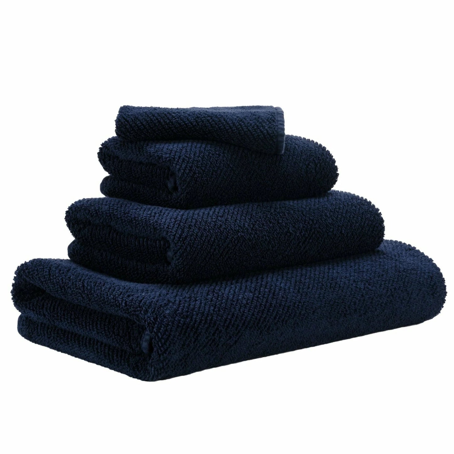 Luxusní velmi tmavě modrý ručník 314 Navy ze 100% egyptské bavlny Giza 70 s texturou Twill Waterfall Bathrooms