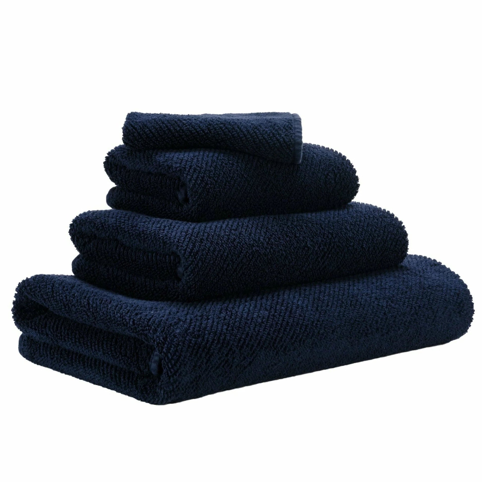 Luxusní velmi tmavě modrý ručník 314 Navy ze 100% egyptské bavlny Giza 70 s texturou Twill Waterfall Bathrooms
