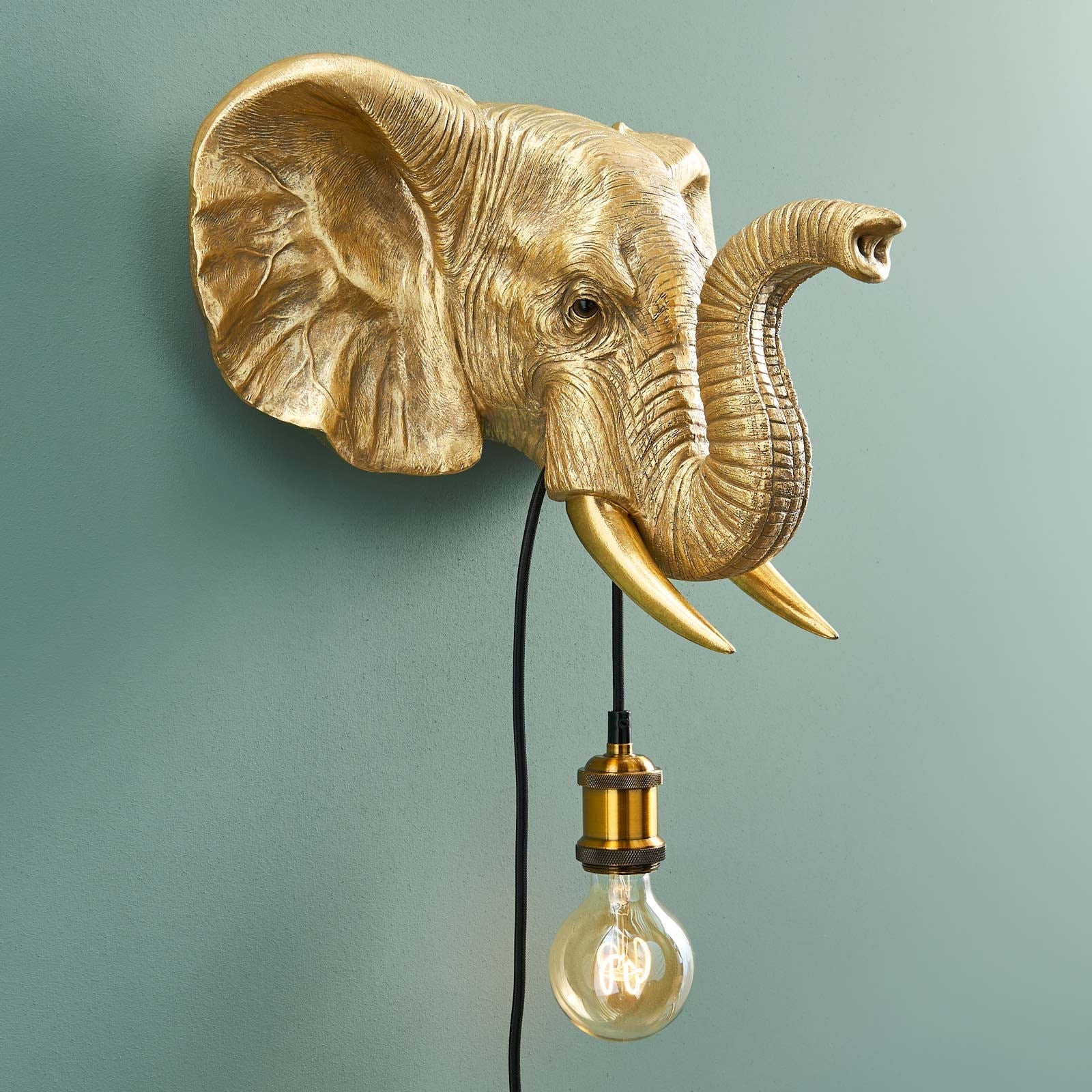 Luxusní velká zlatá nástěnná lampa Werner Voss ve tvaru slona Jumbo z kolekce WERNS Waterfall Bathrooms