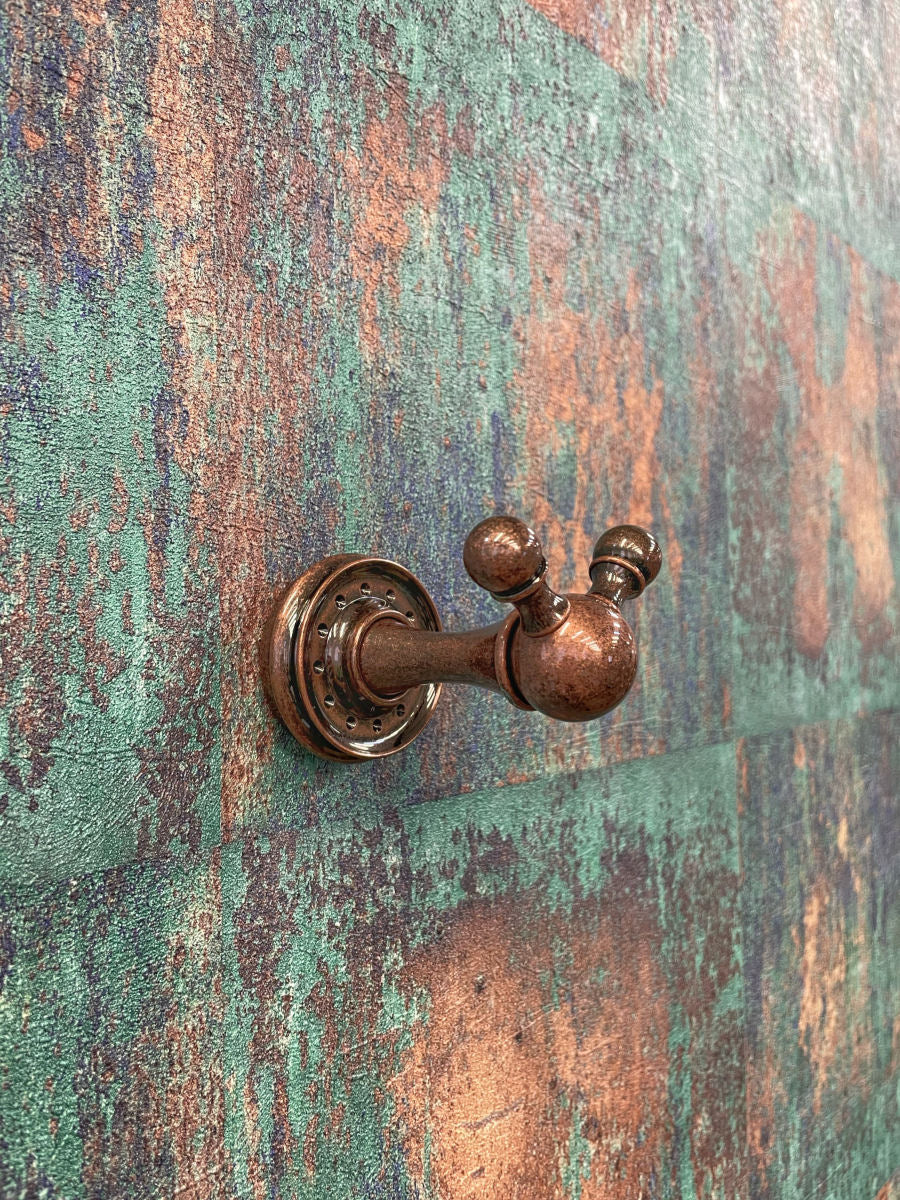 Měděné koupelnové doplňky Antique Marble - dvojitý háček