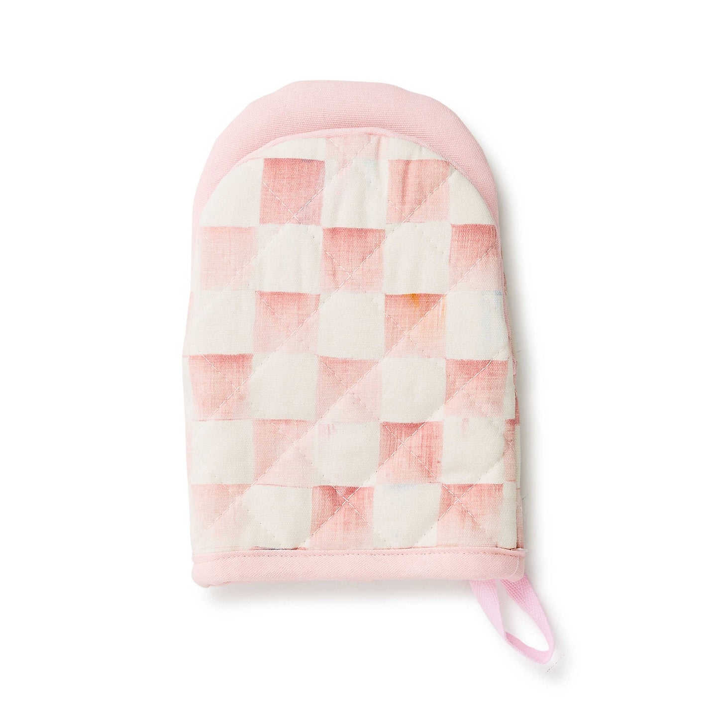Mini chňapka Rosy Check od Mackenzie-Childs, růžový kostkovaný vzor, 100% bavlna, Waterfall Bathrooms.
