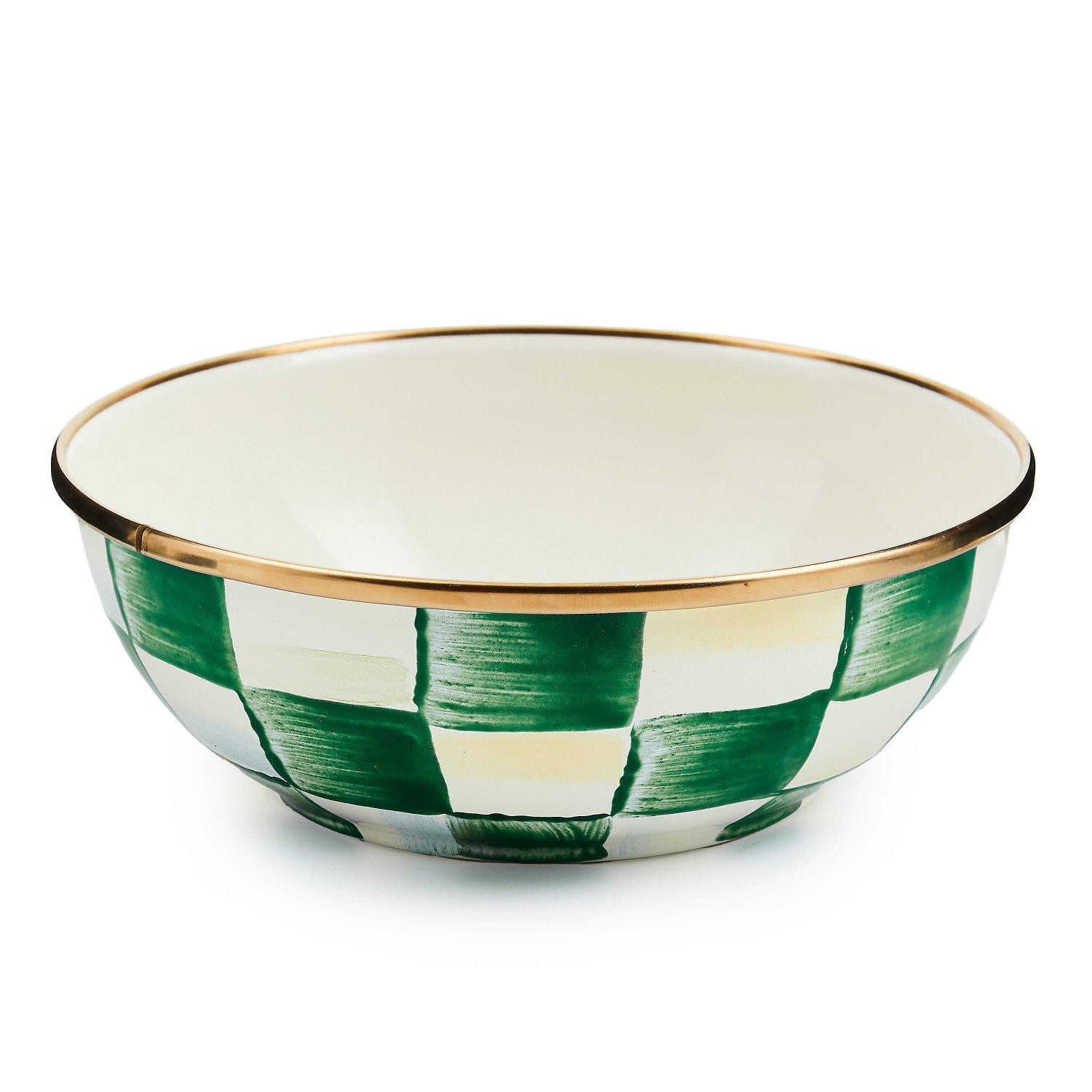 MacKenzie-Childs Miska Everyday Emerald Check, smaltovaná ocel, zelené kostky, Waterfall Bathrooms