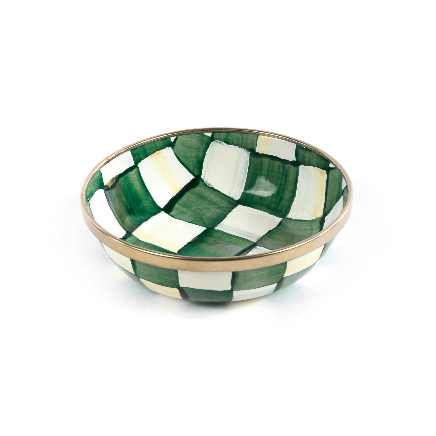 MacKenzie-Childs Miska na delikatesy Emerald Check, smaltovaná ocel, zelené kostky, Waterfall Bathrooms