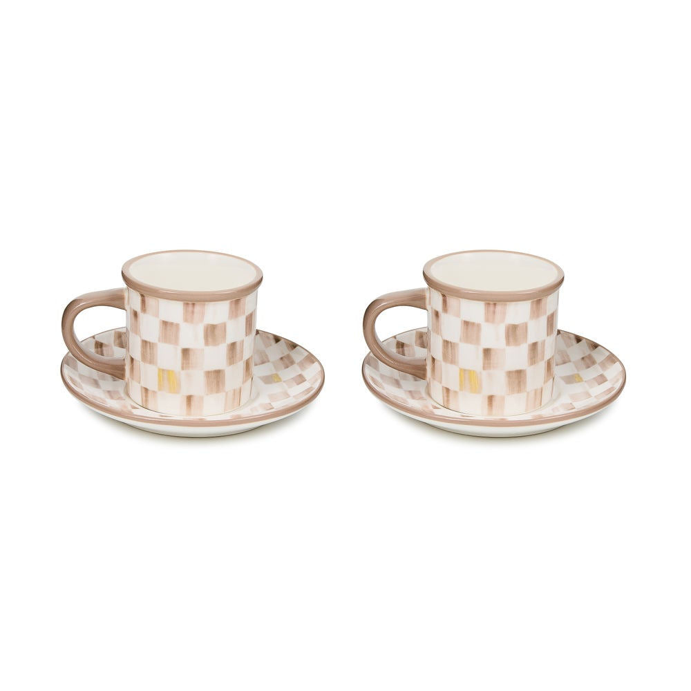 Mocha Check espresso šálky MacKenzie-Childs