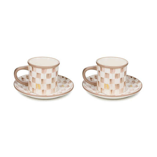 Mocha Check espresso šálky MacKenzie-Childs