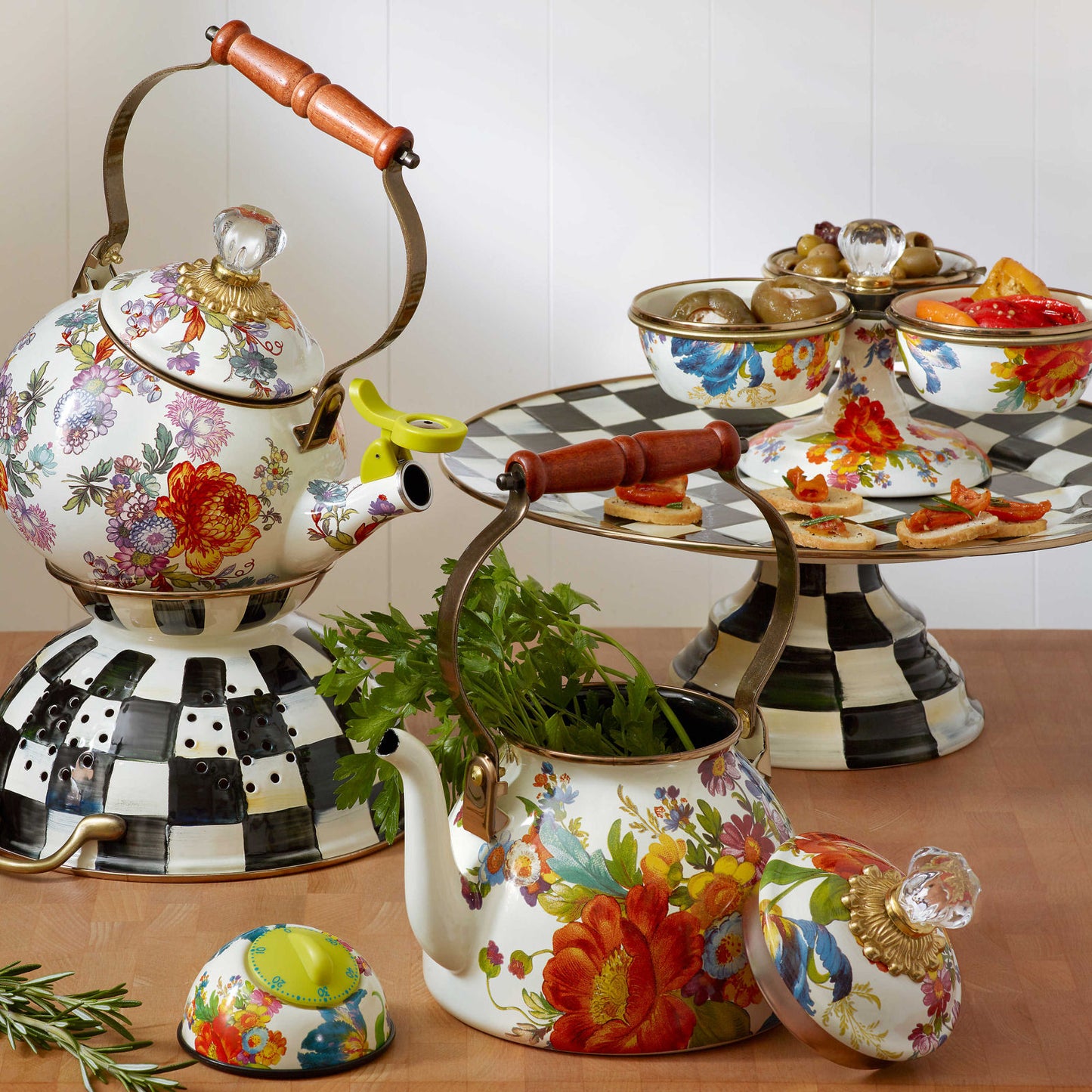 Velký cedník Courtly Check černobílý MacKenzie-Childs