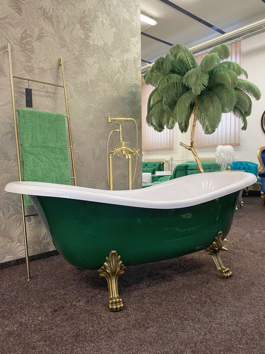 Tmavě zelená retro volně stojící masivní vana Fir Green