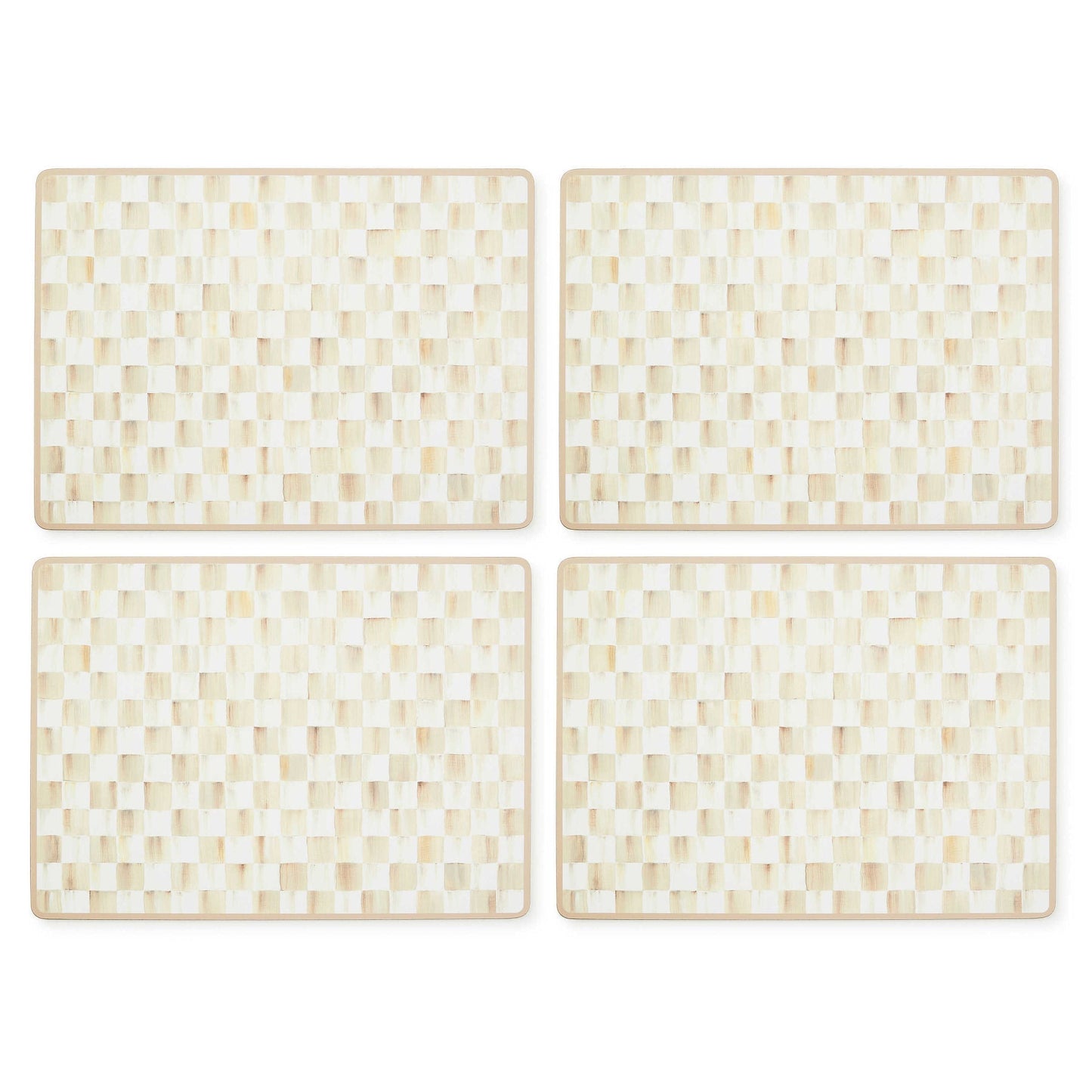 Luxusní stolní prostírání Mocha Check s přírodním korkem set 4 ks MacKenzie-Childs Waterfall Bathrooms