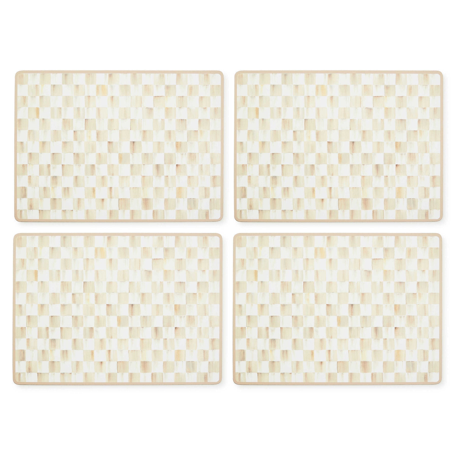 Luxusní stolní prostírání Mocha Check s přírodním korkem set 4 ks MacKenzie-Childs Waterfall Bathrooms