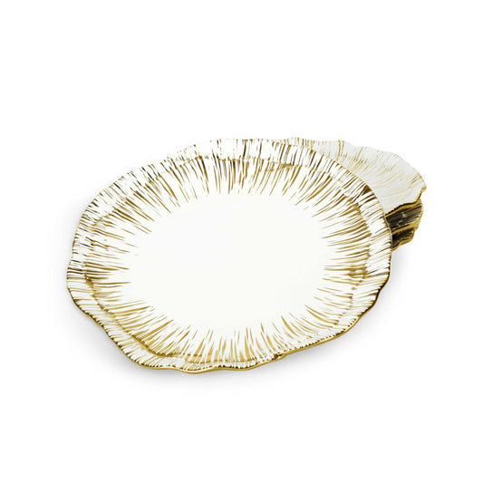 Luxusní sada čtyř porcelánových dezertních talířků Anemone od Michaela Arama v elegantním bílo-zlatém provedení - Waterfall Bathrooms