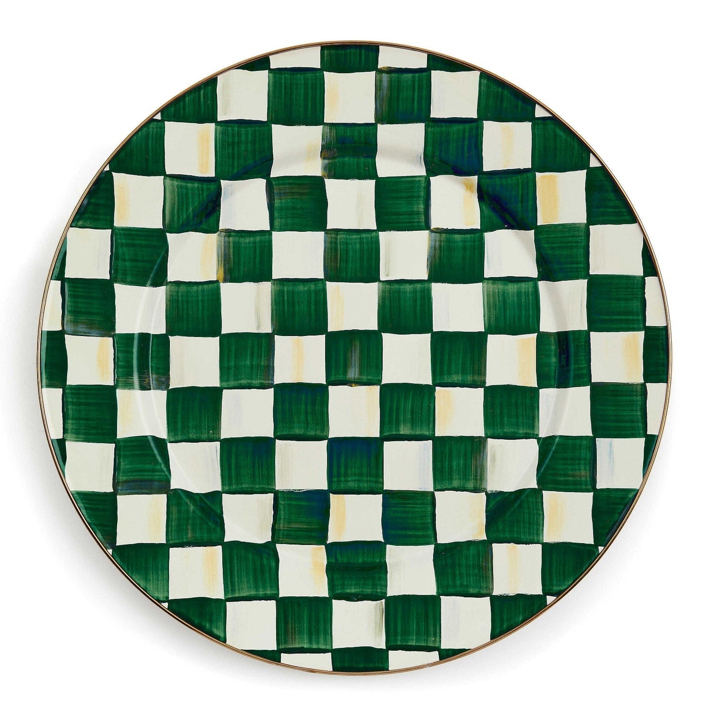 Servírovací tác Emerald Check od MacKenzie-Childs se zeleným kostkovaným vzorem, Waterfall Bathrooms.

