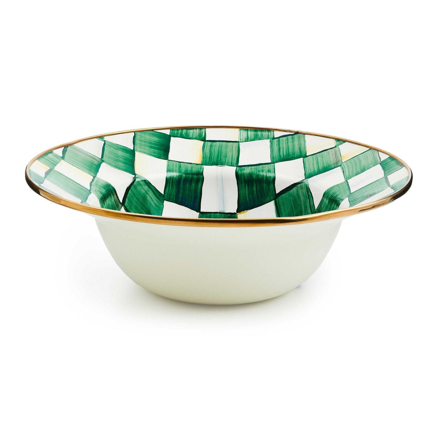 MacKenzie-Childs Servírovací mísa Emerald Check, smaltovaná ocel, zelené kostky, Waterfall Bathrooms