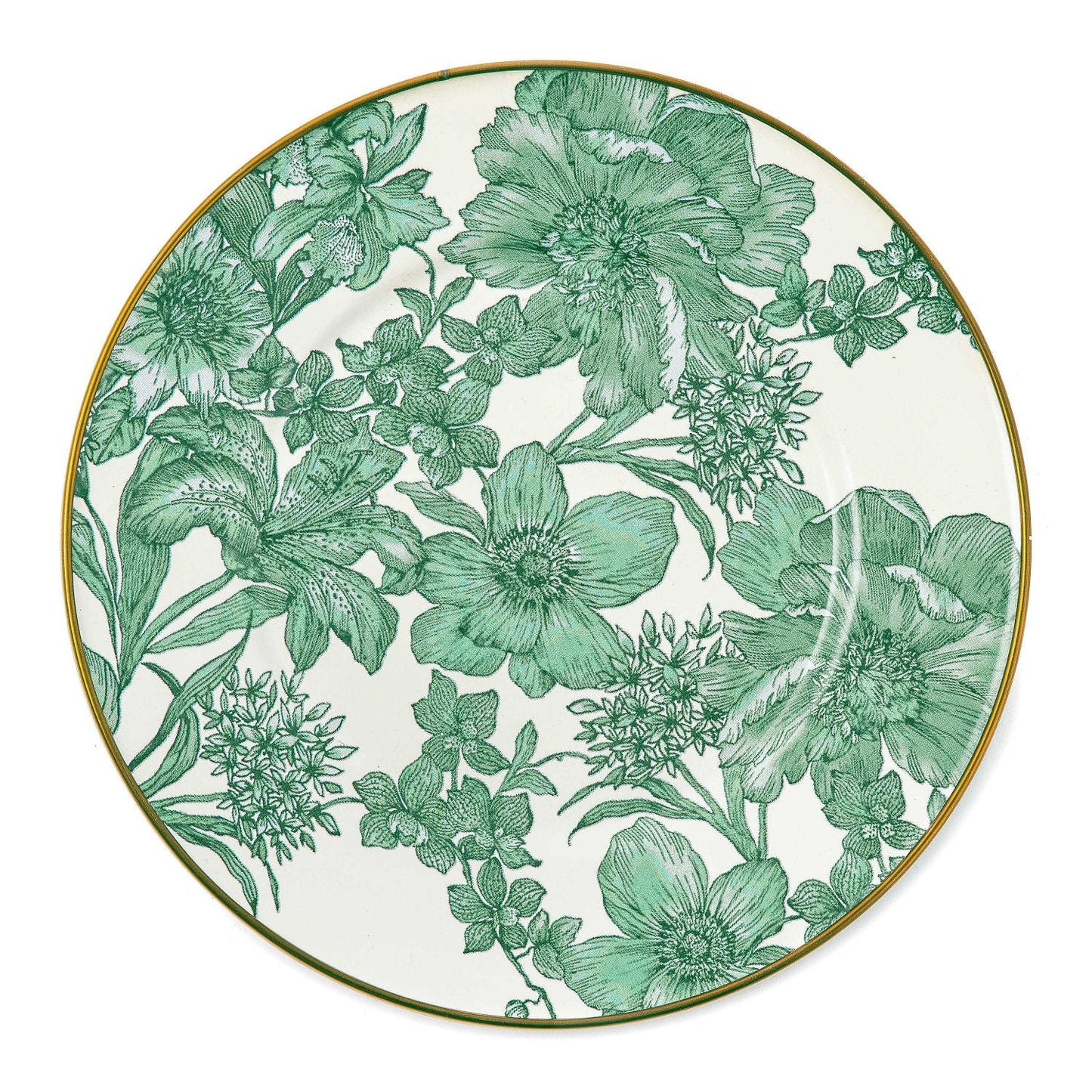 MacKenzie-Childs Smaltovaný talíř na salát/dezert Emerald English Garden, smaltovaná ocel, květinový vzor, 20.32 cm, Waterfall Bathrooms