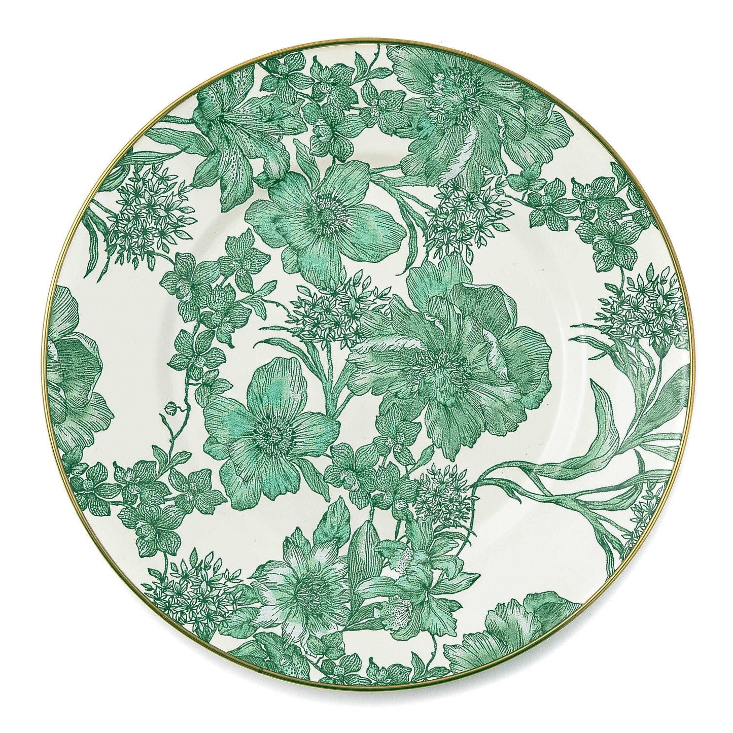 MacKenzie-Childs Smaltovaný jídelní talíř Emerald English Garden, smaltovaná ocel, květinový vzor, 25.4 cm, Waterfall Bathrooms