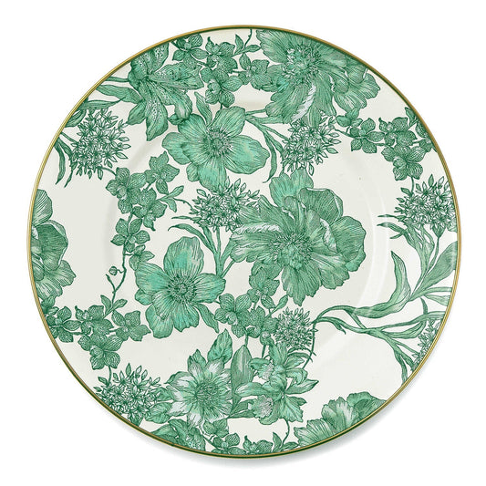 MacKenzie-Childs Smaltovaný jídelní talíř Emerald English Garden, smaltovaná ocel, květinový vzor, 25.4 cm, Waterfall Bathrooms