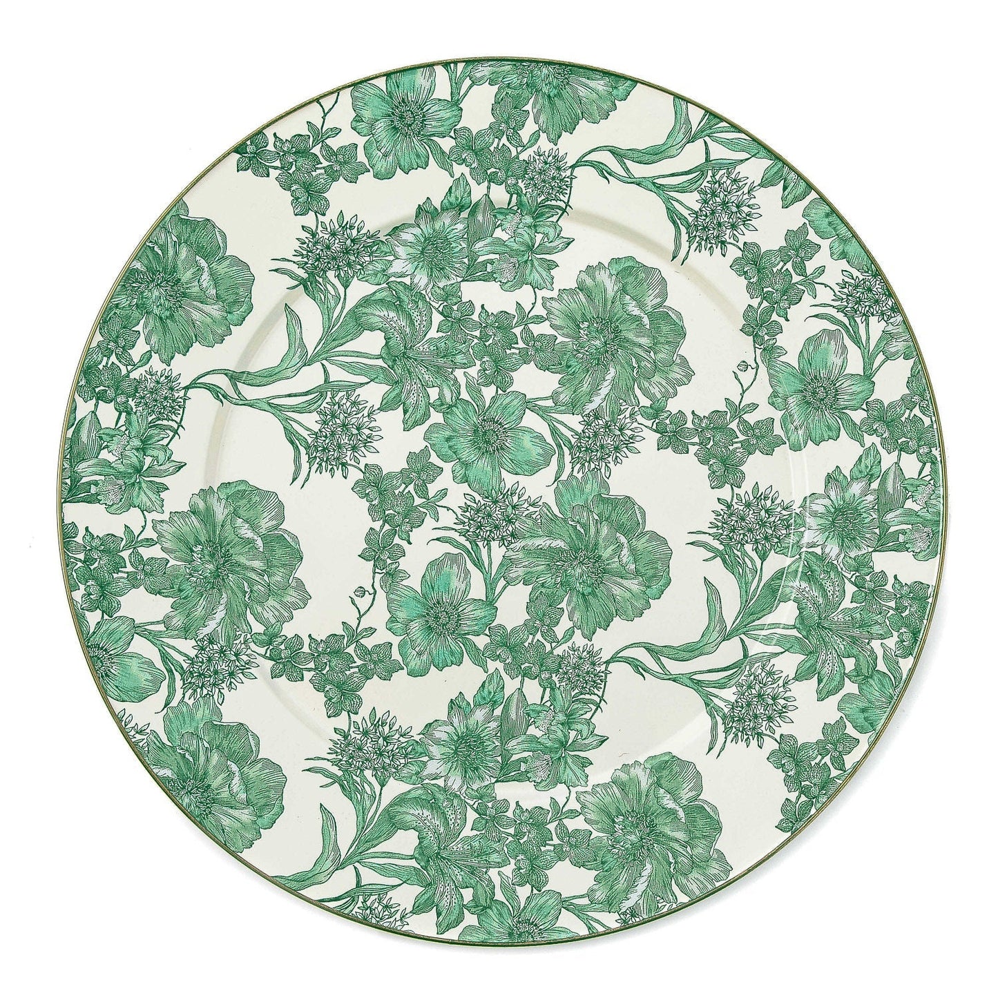 MacKenzie-Childs Smaltovaný servírovací talíř Emerald English Garden, smaltovaná ocel, květinový vzor, 40.64 cm, Waterfall Bathrooms