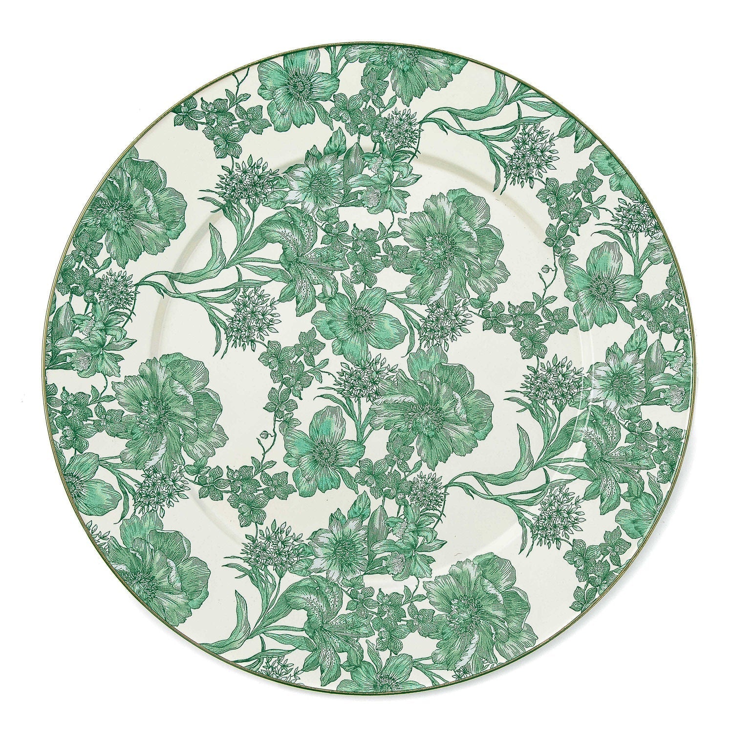 MacKenzie-Childs Smaltovaný servírovací talíř Emerald English Garden, smaltovaná ocel, květinový vzor, 40.64 cm, Waterfall Bathrooms