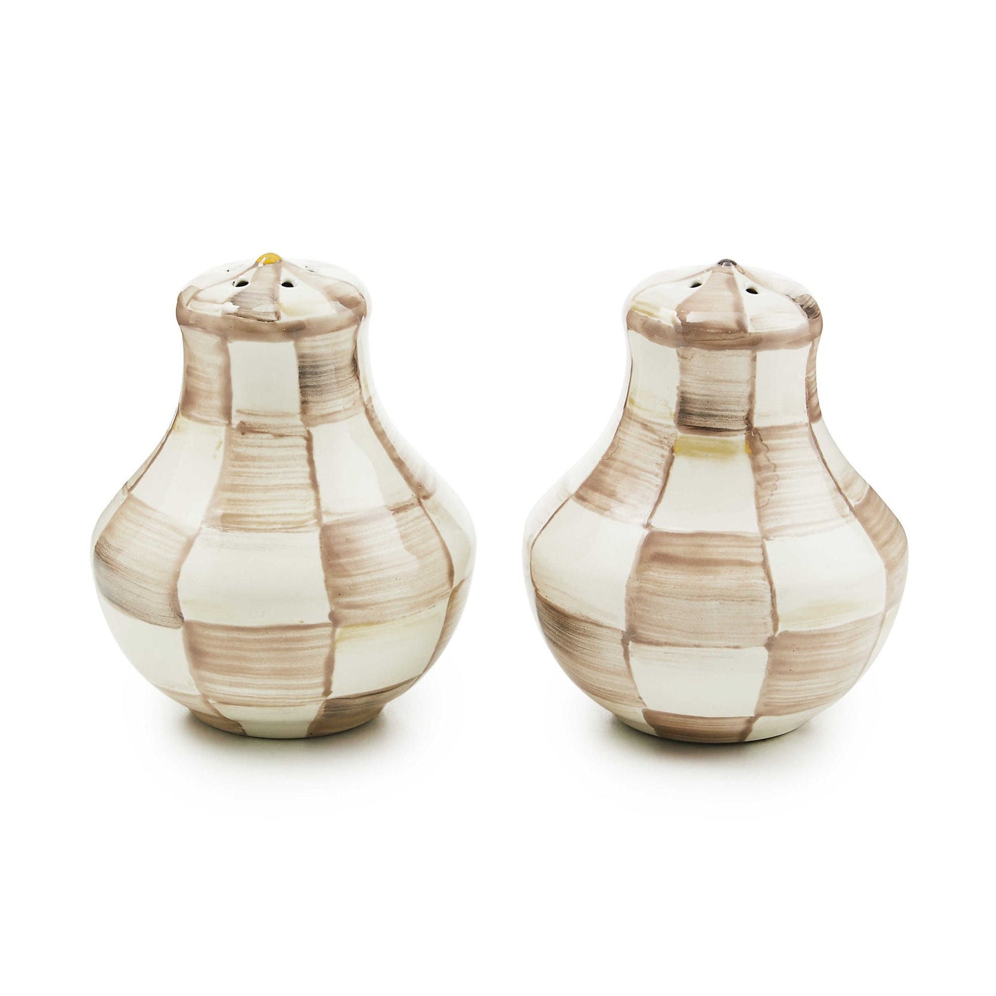 MacKenzie-Childs Solnička a Pepřenka Mocha Check, kávově hnědý vzor, 16.19 cm, Waterfall Bathrooms