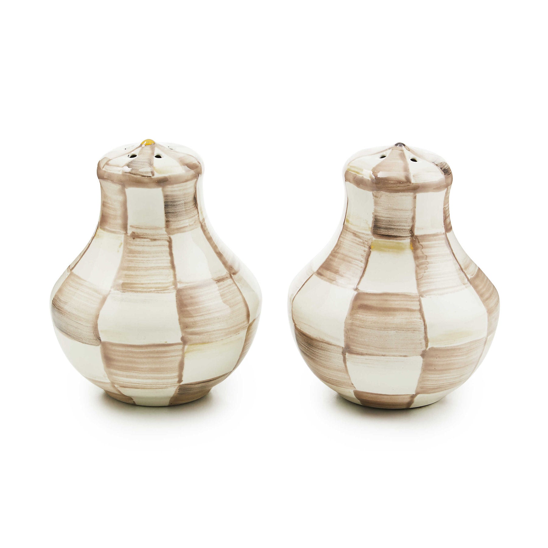 MacKenzie-Childs Solnička a Pepřenka Mocha Check, kávově hnědý vzor, 16.19 cm, Waterfall Bathrooms