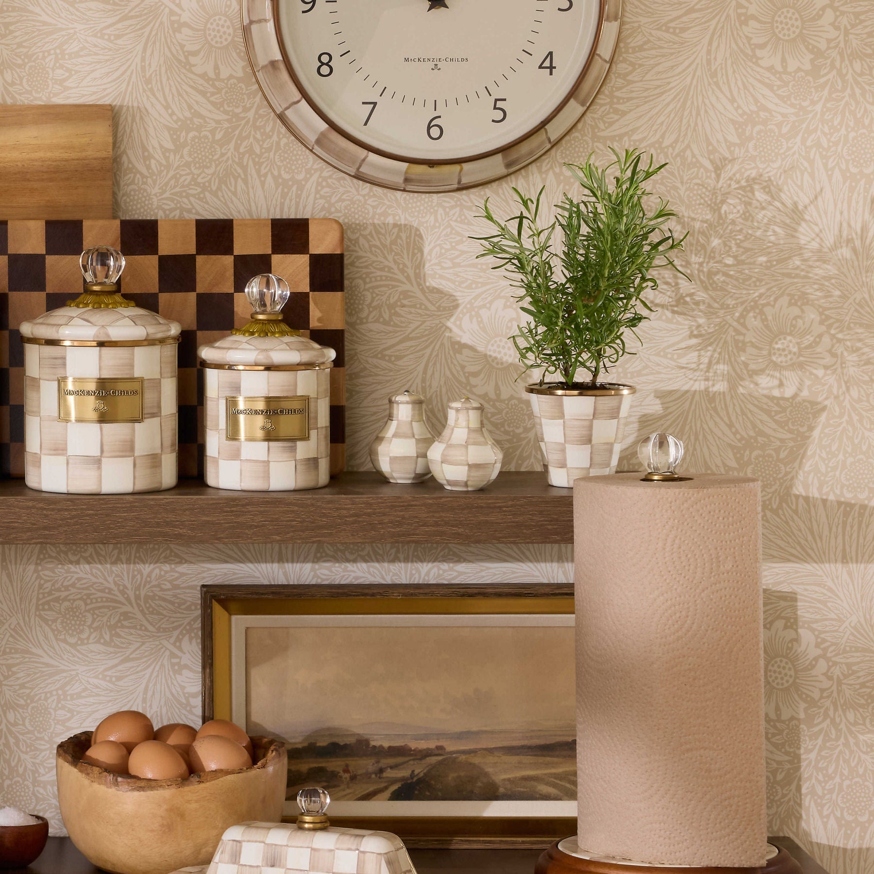 MacKenzie-Childs Solnička a Pepřenka Mocha Check, kávově hnědý vzor, 16.19 cm, Waterfall Bathrooms