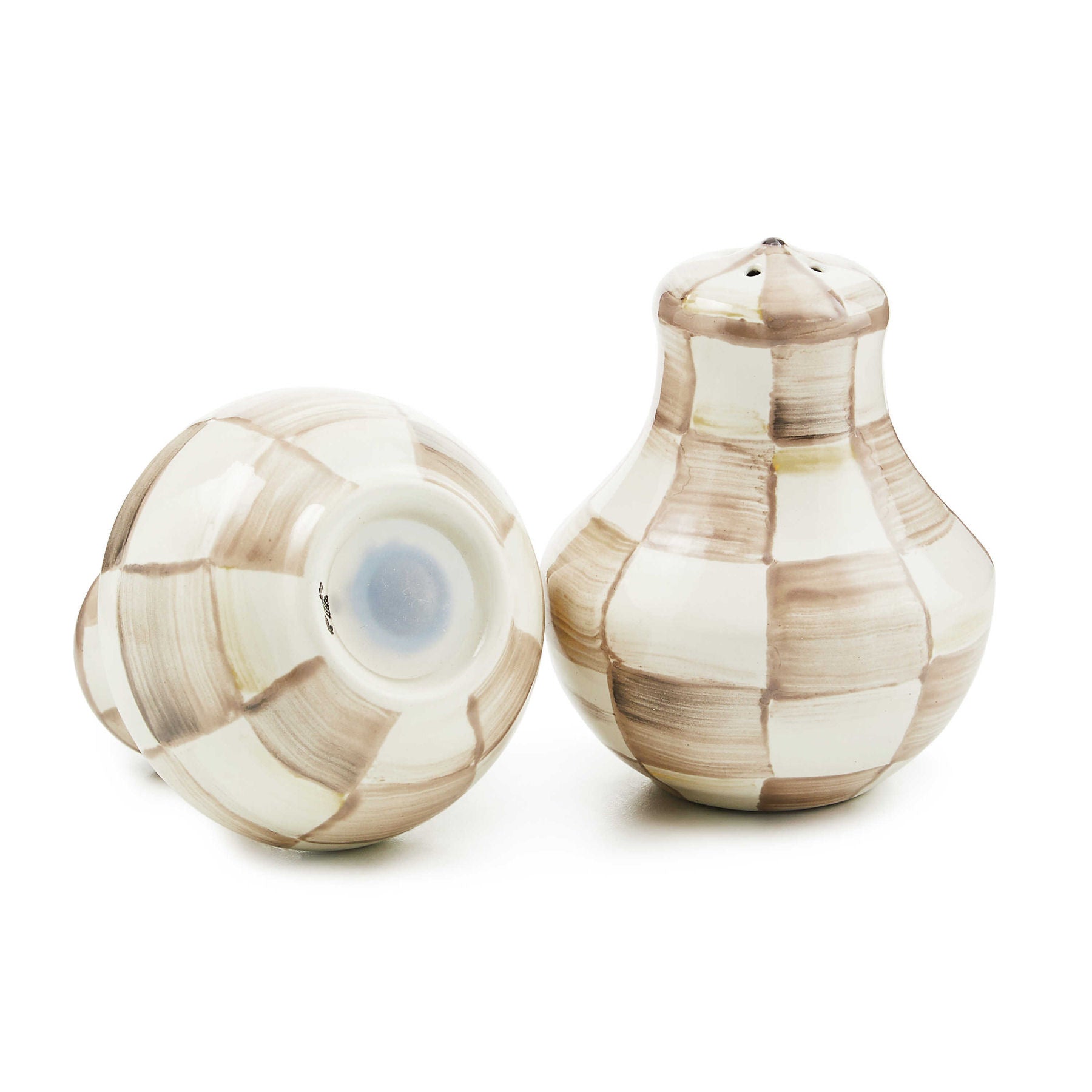 MacKenzie-Childs Solnička a Pepřenka Mocha Check, kávově hnědý vzor, 16.19 cm, Waterfall Bathrooms