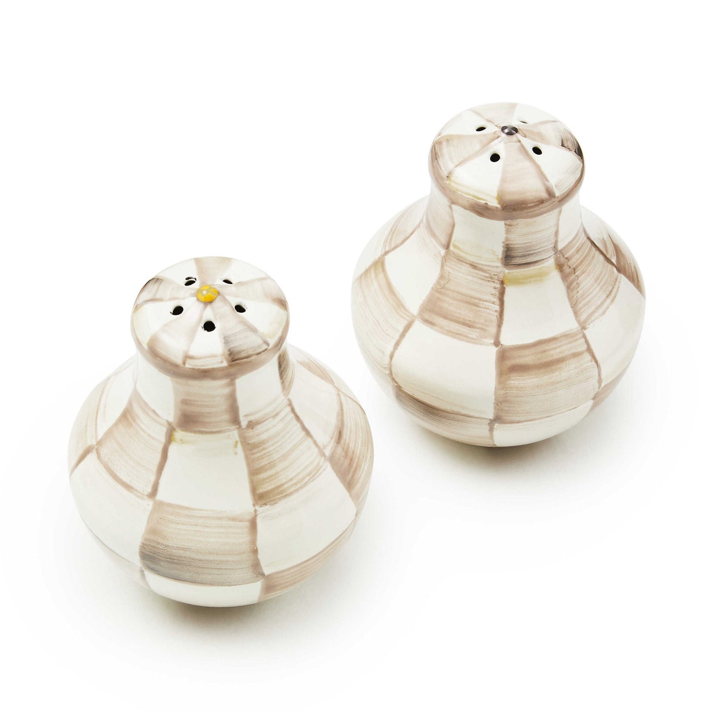 MacKenzie-Childs Solnička a Pepřenka Mocha Check, kávově hnědý vzor, 16.19 cm, Waterfall Bathrooms