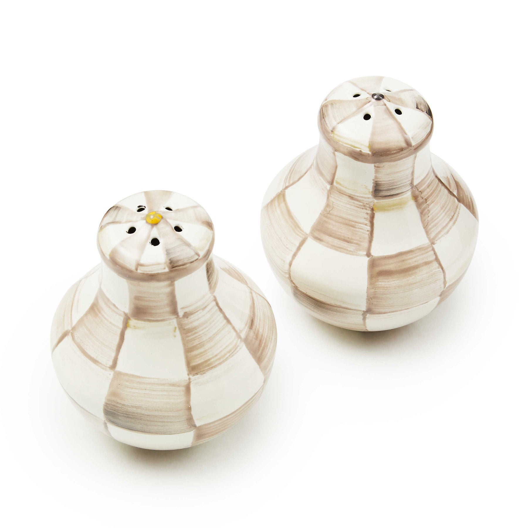 MacKenzie-Childs Solnička a Pepřenka Mocha Check, kávově hnědý vzor, 16.19 cm, Waterfall Bathrooms