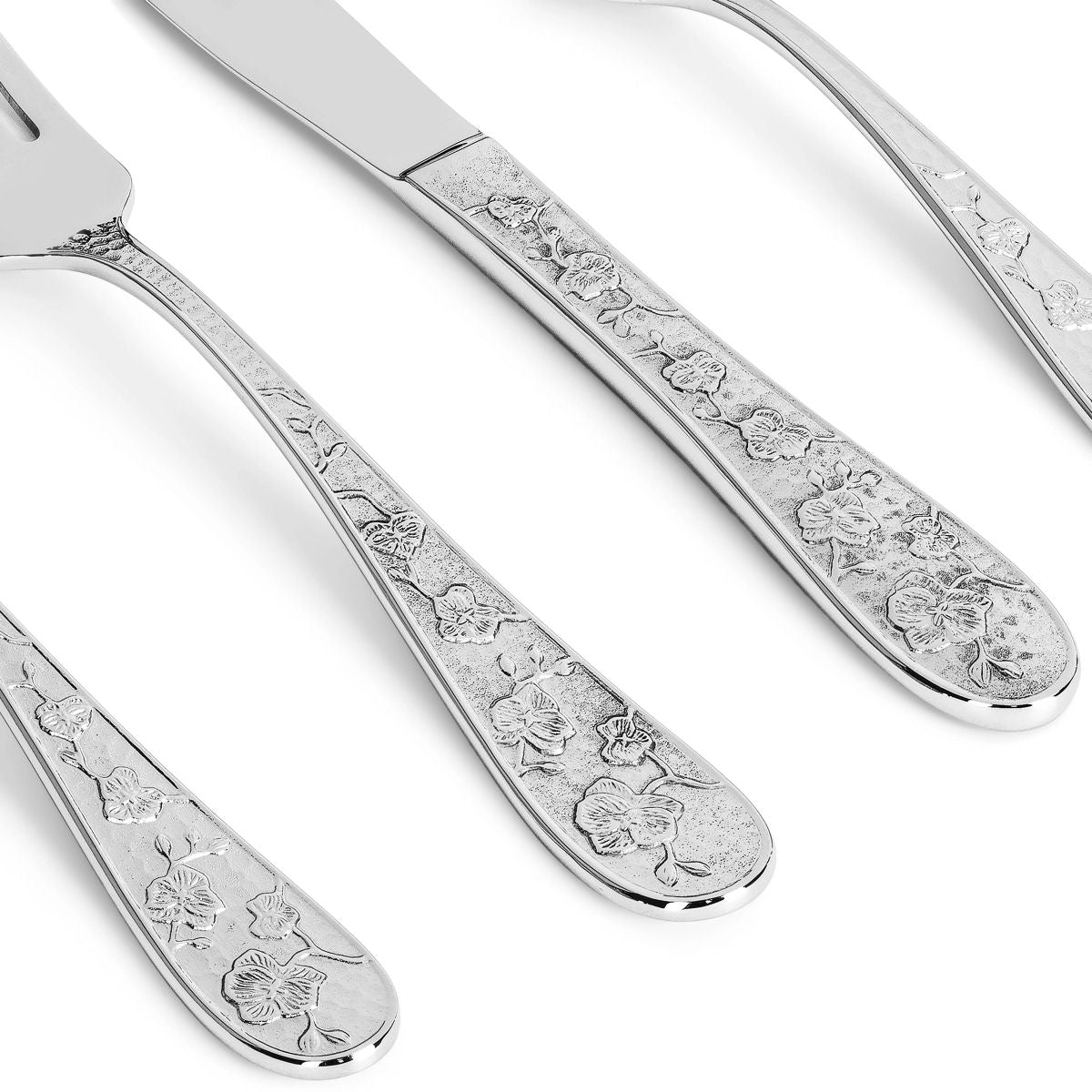 Luxusní stříbrná příborová sada Orchid od Michaela Arama přináší do vašeho stolování výjimečnou eleganci a precizní umělecké zpracování. - Waterfall Bathrooms