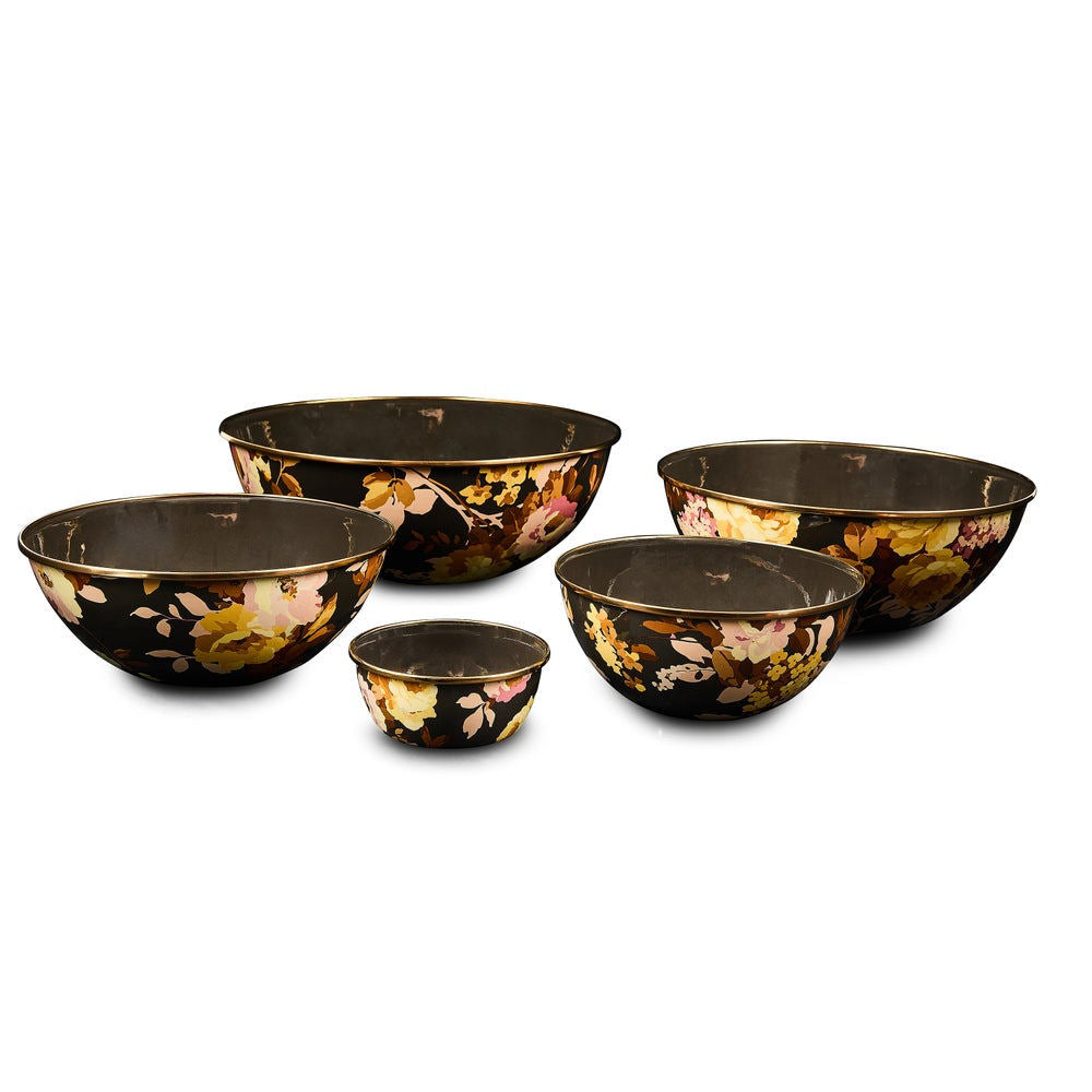 Velká miska Wild Rose Brown Everyday Bowl od MacKenzie-Childs s květinovým motivem, Waterfall Bathrooms.
