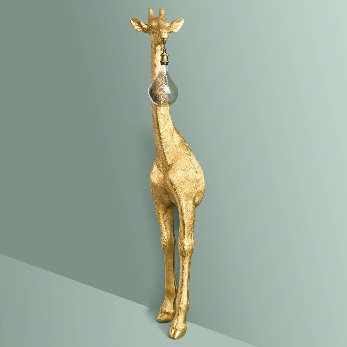 Zlatá podlahová lampa žirafa Luciever 198cm