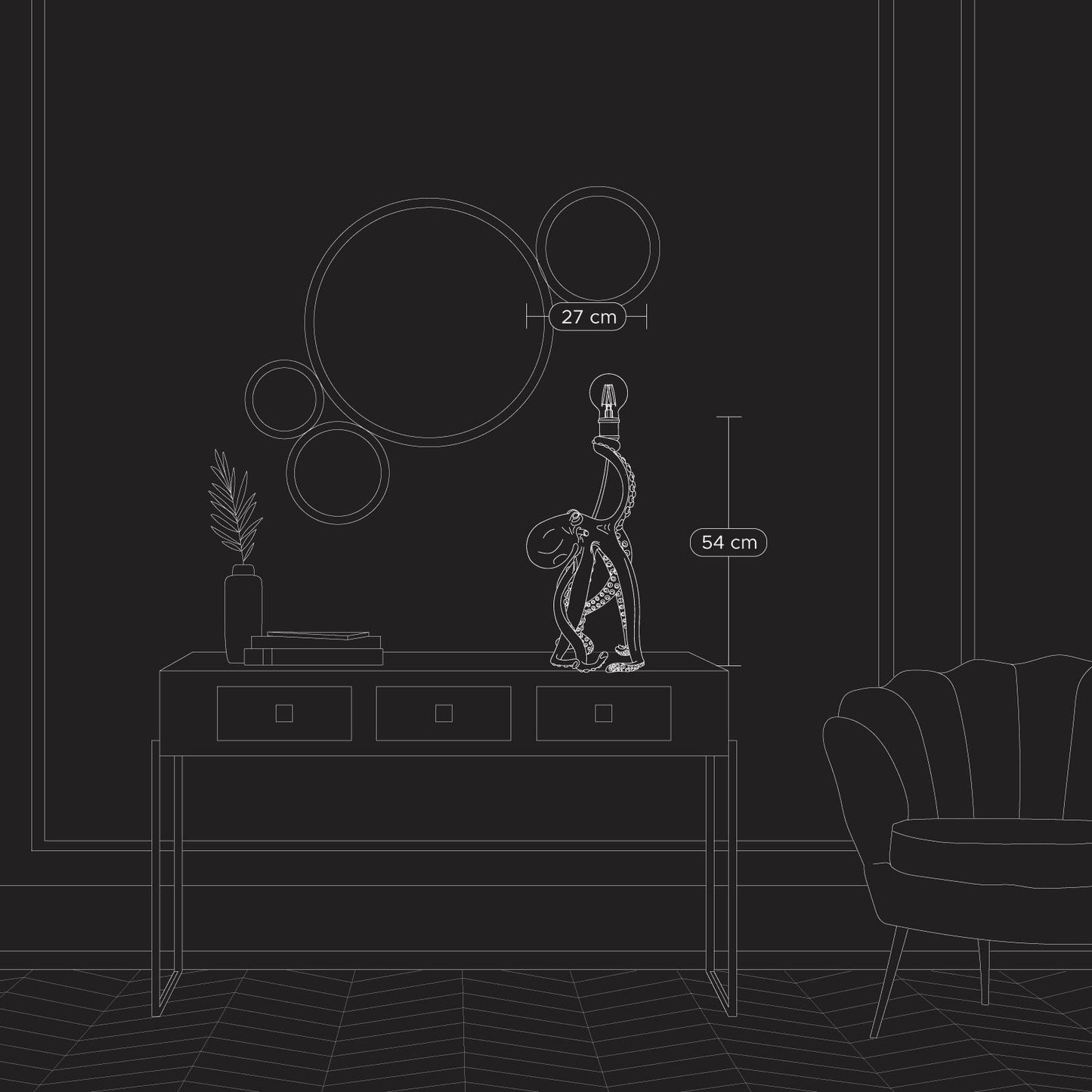 Luxusní zlatá stolní lampa Otto Octopus WERNS o výšce 54 cm přináší do interiéru výjimečný design a eleganci - Waterfall Bathrooms